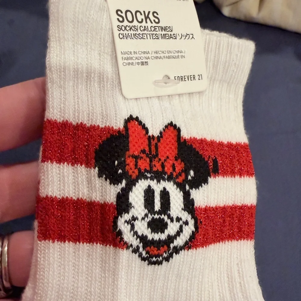 Disney x Forever 21 Red Striped Minnie Mouse Socks